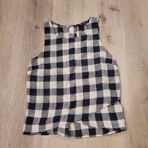 One Clothing Checkered Picnic Sleeveless 100% Cotton Blouse Sz Small